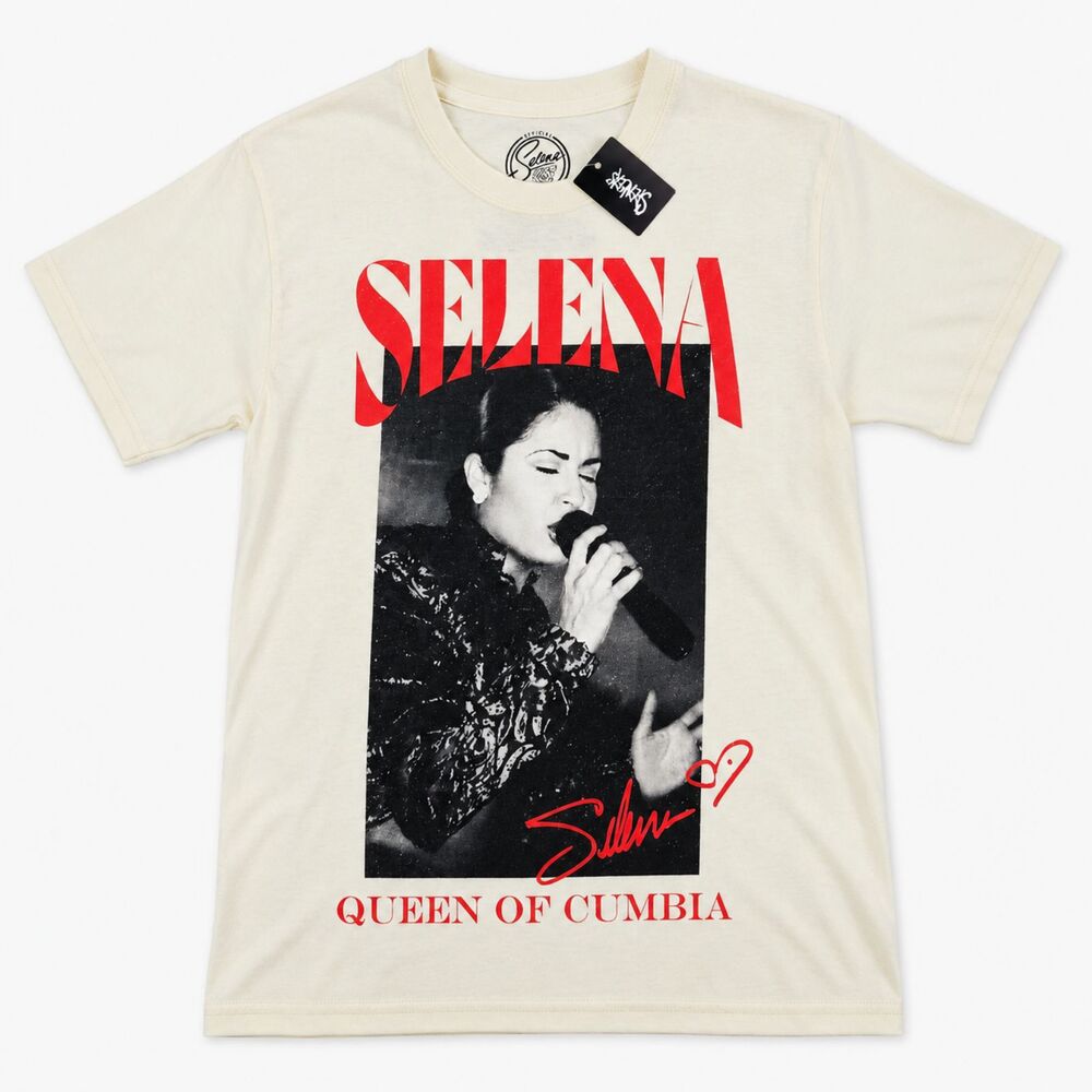 Official Selena Queen of Cumbia Graphic T Shirt Small Cream 100% Cotton NWT